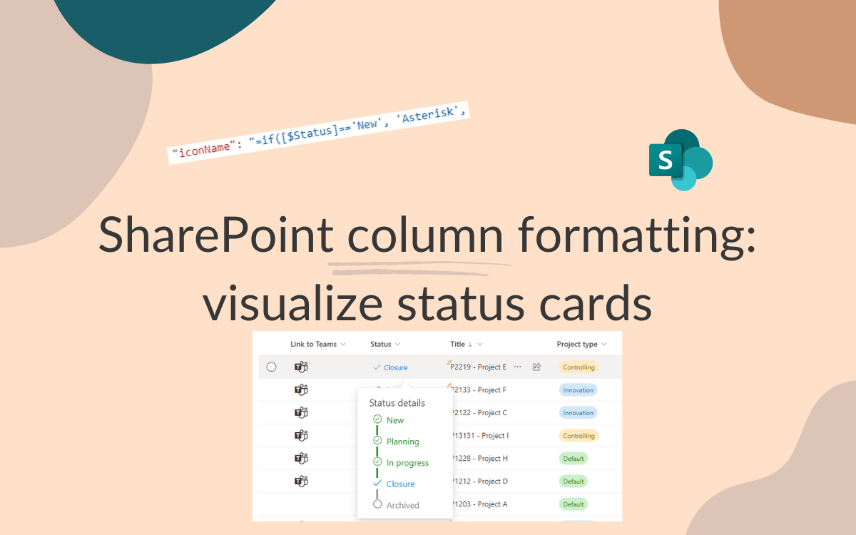 SharePoint column formatting: visualize status cards