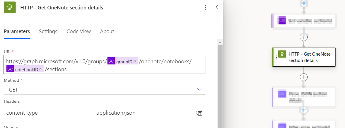 OneNote section details