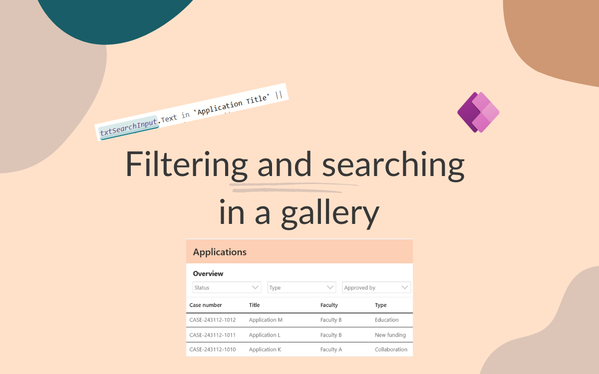 Filter and search data in a gallery